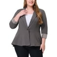 thumbnail image 1 of Agnes Orinda Women's Plus Size Blazer Button Notch Panel Ruffle Peplum Blazers 5X Gray, 1 of 6