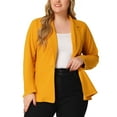 thumbnail image 1 of Agnes Orinda Women's Plus Size Blazer Button Notch Panel Ruffle Peplum Blazers 5X Yellow, 1 of 6
