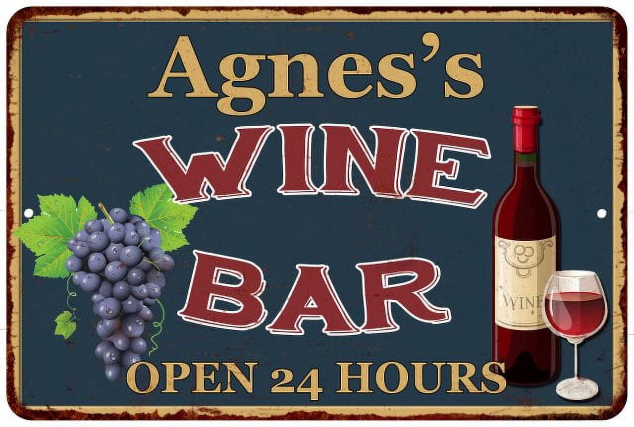 Sign Agnes Agnes's Green Wine Bar Sign Wall Decor 16 x 24 Matte Finish Metal ...