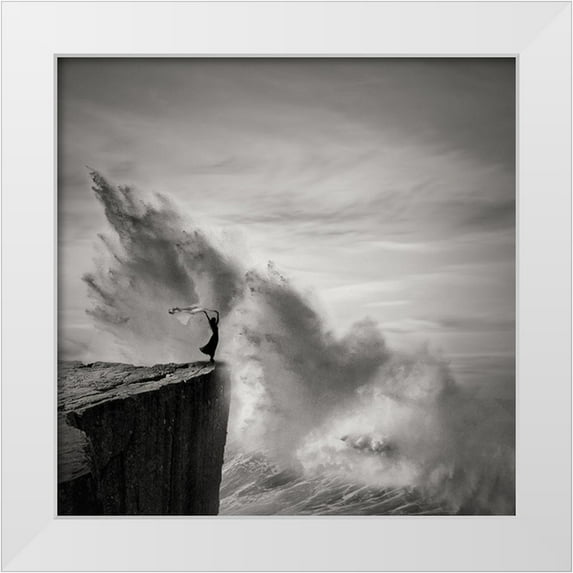 Agniribe 12x12 White Modern Wood Framed Museum Art Print Titled - Braving The Storm