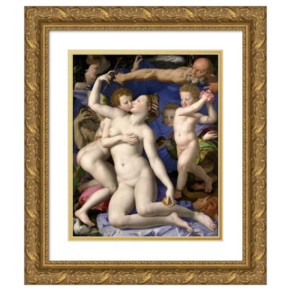 Agnolo Bronzino 20x24 Gold Ornate Framed and Double Matted Museum Art Print Titled - Venus, Cupid, Folly and Time (1540-1545)