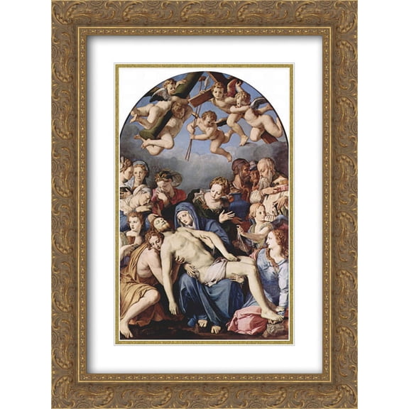 Agnolo Bronzino 2x Matted 18x24 Gold Ornate Framed Art Print 'Deposition from the Cross'