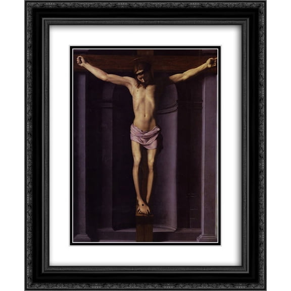 Agnolo Bronzino 2x Matted 20x24 Black Ornate Framed Art Print 'Christ on the Cross'