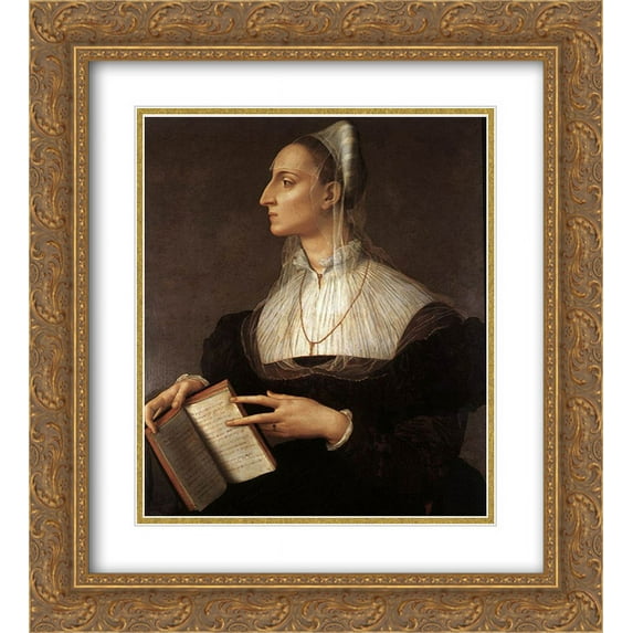 Agnolo Bronzino 2x Matted 20x24 Gold Ornate Framed Art Print 'Laura Battiferri'
