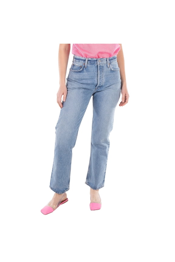 Ladies Infinite Vintage Indigo 90s Pinch Waist High Rise Straight Jeans, Waist Size 23"