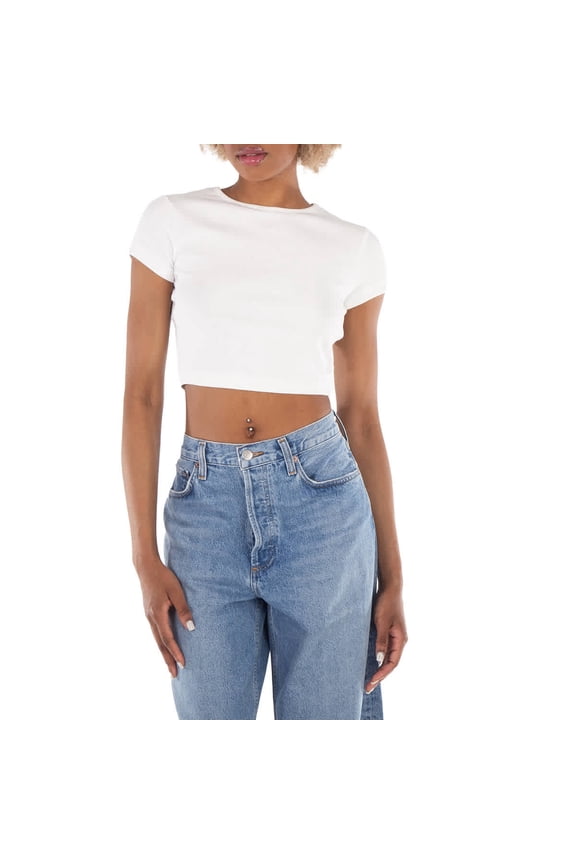 Ladies White Savannah Cropped Tee, Size X-Small