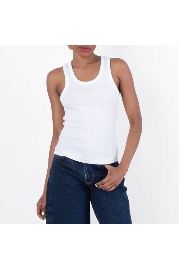 White Organic Cotton Poppy Tank, Size Medium