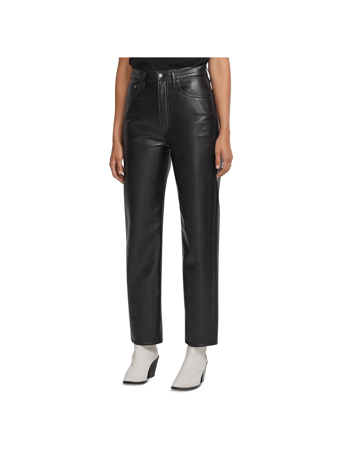 Agolde Womens 90s Leather Blend High Rise Pants - Walmart.com