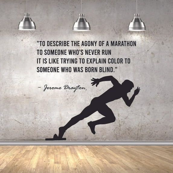 Agony Of A Marathon To Someone Running Motivation Quote Wall Sticker Art Decal for Girls Boys Room Bedroom Gym Studio Garage House Fun Home Decor Stickers Wall Art Vinyl Decoration Size (10x10 inch)