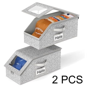 Agoplee 2 Pack Stackable Hat Box Holder for Baseball Hats & Caps, Holds up to 28 Caps, Grey
