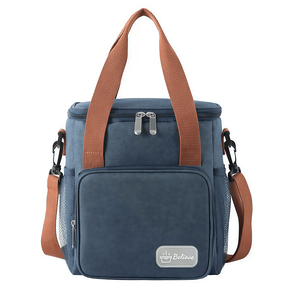 Agoplee Insulated Lunch Box for Men/Women, Leakproof Lunchbox for Work Office Picnic Beach - Freezable Lunch Cooler Bag with Adjustable Shoulder Strap - Blue