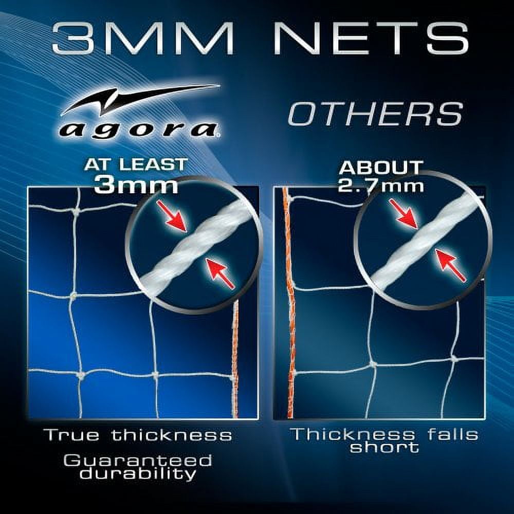 Agora 3mm Nets for 6'6"x18' Soccer Goals with Depth (Each)