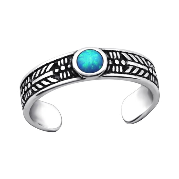 Agora Jewels Azure Opal 925 Sterling Silver Toe Ring Charm for Women, Girls, Jewelry Gift for Her, Mother, Wife, etc.