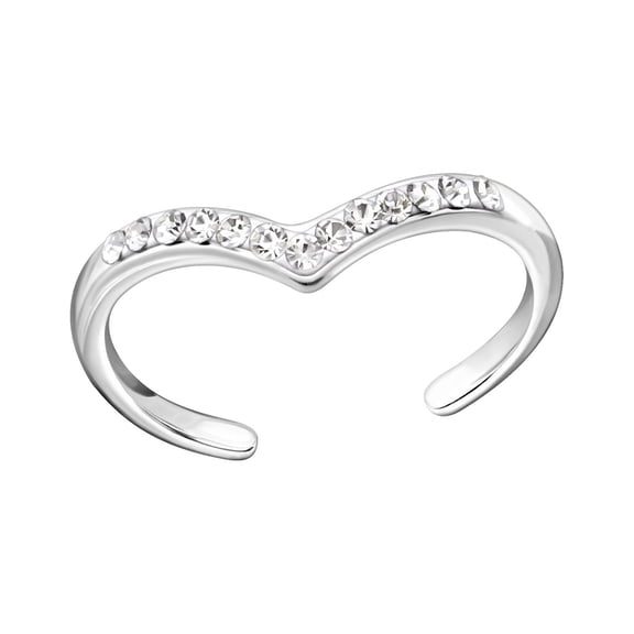 Agora Jewels Heart 925 Sterling Silver Toe Ring with CZ Crystals Charm for Women, Girls, Jewelry Gift for Her, Mother, Wife, etc.