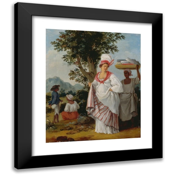 Agostino Brunias 15x18 Black Modern Framed Museum Art Print Titled - West Indian Creole Woman, with Her Black Servant (circa 1780)
