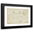 thumbnail image 1 of Agostino Carracci 24x19 Black Modern Framed Museum Art Print Titled - Four Sketches; Griffin, Grotesque Head, Head of Satyr, Bent Leg, 1 of 5