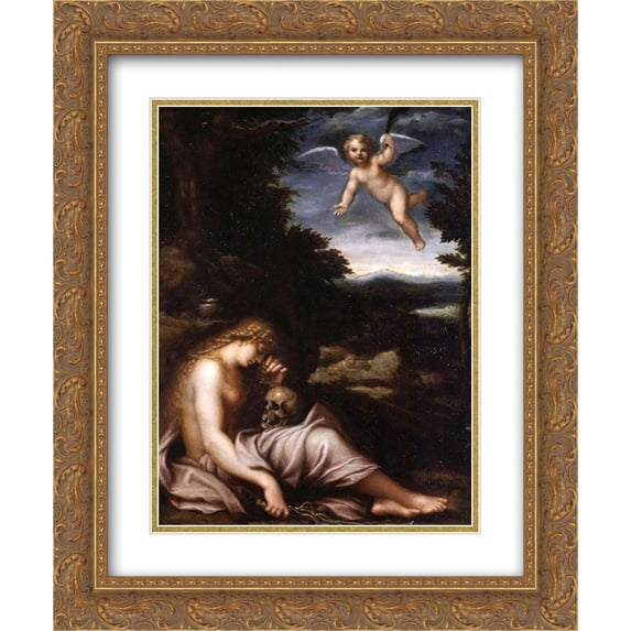 Agostino Carracci 2x Matted 20x24 Gold Ornate Framed Art Print 'The Penitent Magdalen'