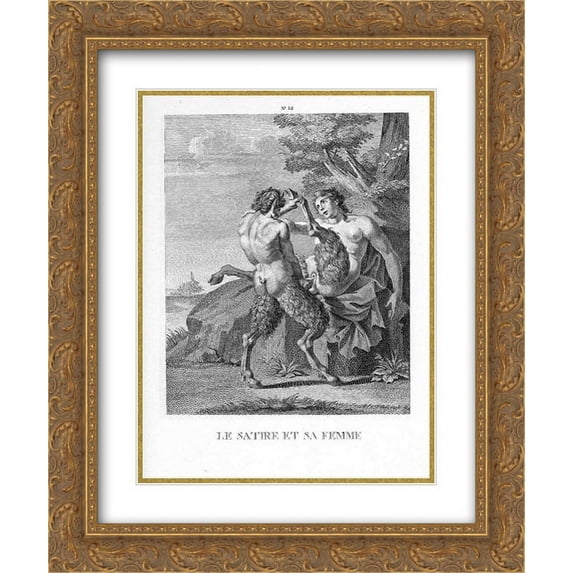 Agostino Carracci 2x Matted 20x24 Gold Ornate Framed Art Print 'The satire and his wife'