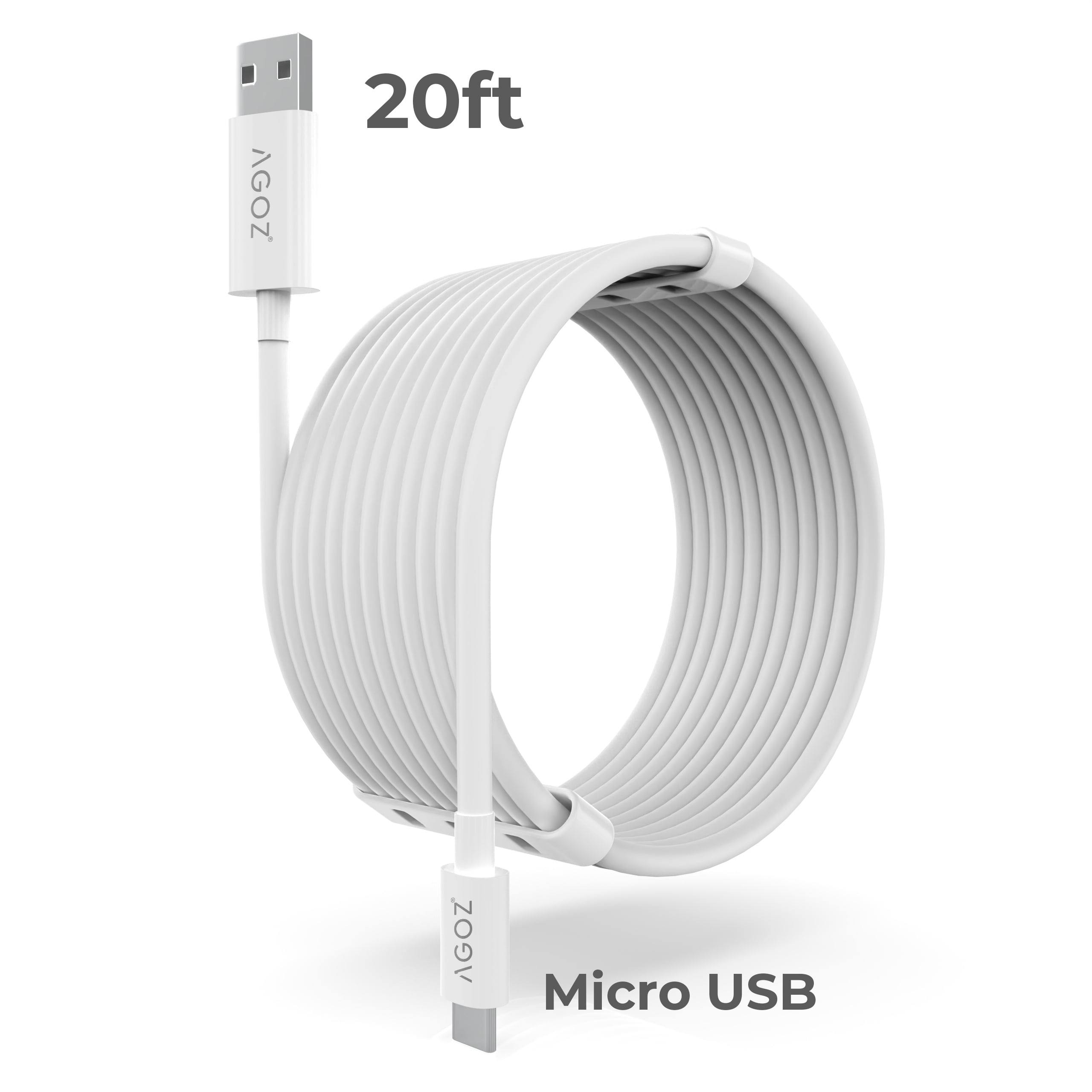 Agoz 20ft Micro USB Extension Power Cable Extra Long Charger Cord for