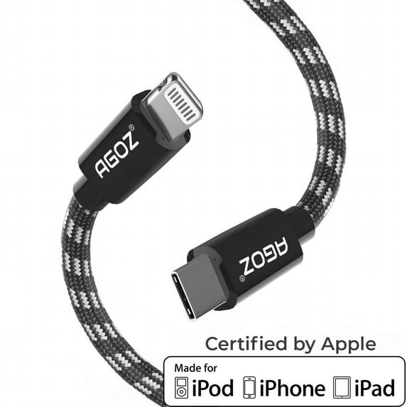 Agoz Apple MFI Certified 6ft Lightning to USB C Cable Fast Charger Compatible with iPhone 14, 13 PRO MAX, 13 PRO, 13 Mini, iPhone 12 PRO MAX, 12 Mini, iPhone 11 PRO, XS MAX, XR, XS, SE, 8 Plus, 7, 6