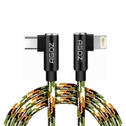 Agoz Camo 4ft L-Shape 90° iPhone to USB C Cable Fast Charger for iPhone 14 Pro Max, 14 Plus, 13 Pro Max, 13 Pro, 13 Mini, iPhone 12 Pro Max, iPhone 12 Pro, 11, iPhone XS MAX, XR, SE, 8 Plus, 7, 6