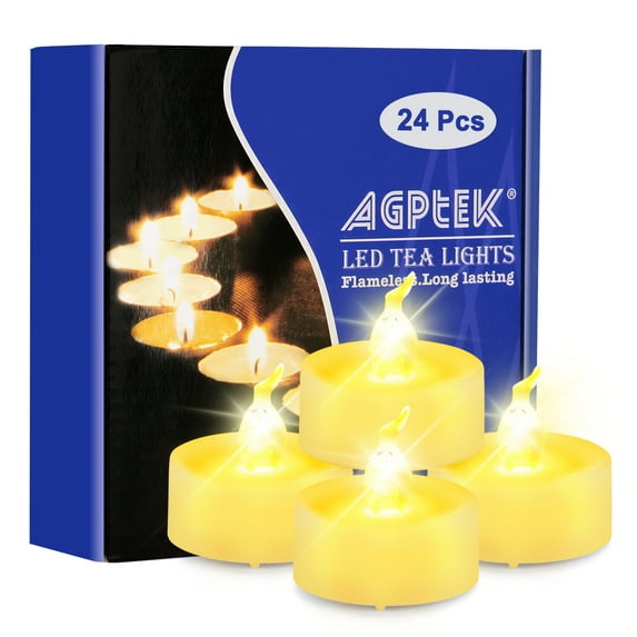 Agptek 24 Pieces Warm white LED Tealight Smokeless Candles Party Holiday
