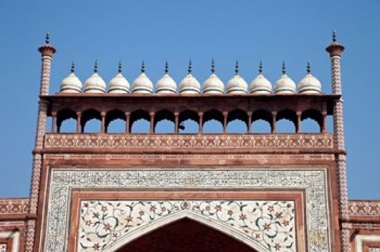 Agra India Taj Mahal Decorative Domes on top of the Gateway Canvas Art - Charles O Cecil DanitaDelimont (25 x 37)