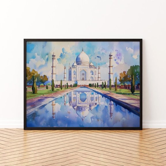 Agra India Taj Mahal Historic Architecture Travel Decorative Interior Wall Art Poster