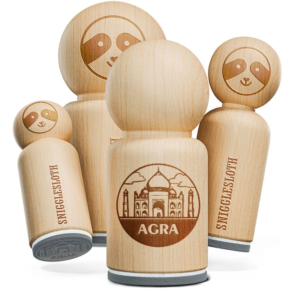 Agra India Taj Mahal Landmark Destination Circle Rubber Stamp for Stamping Crafting Planners - 1/2 Inch Mini