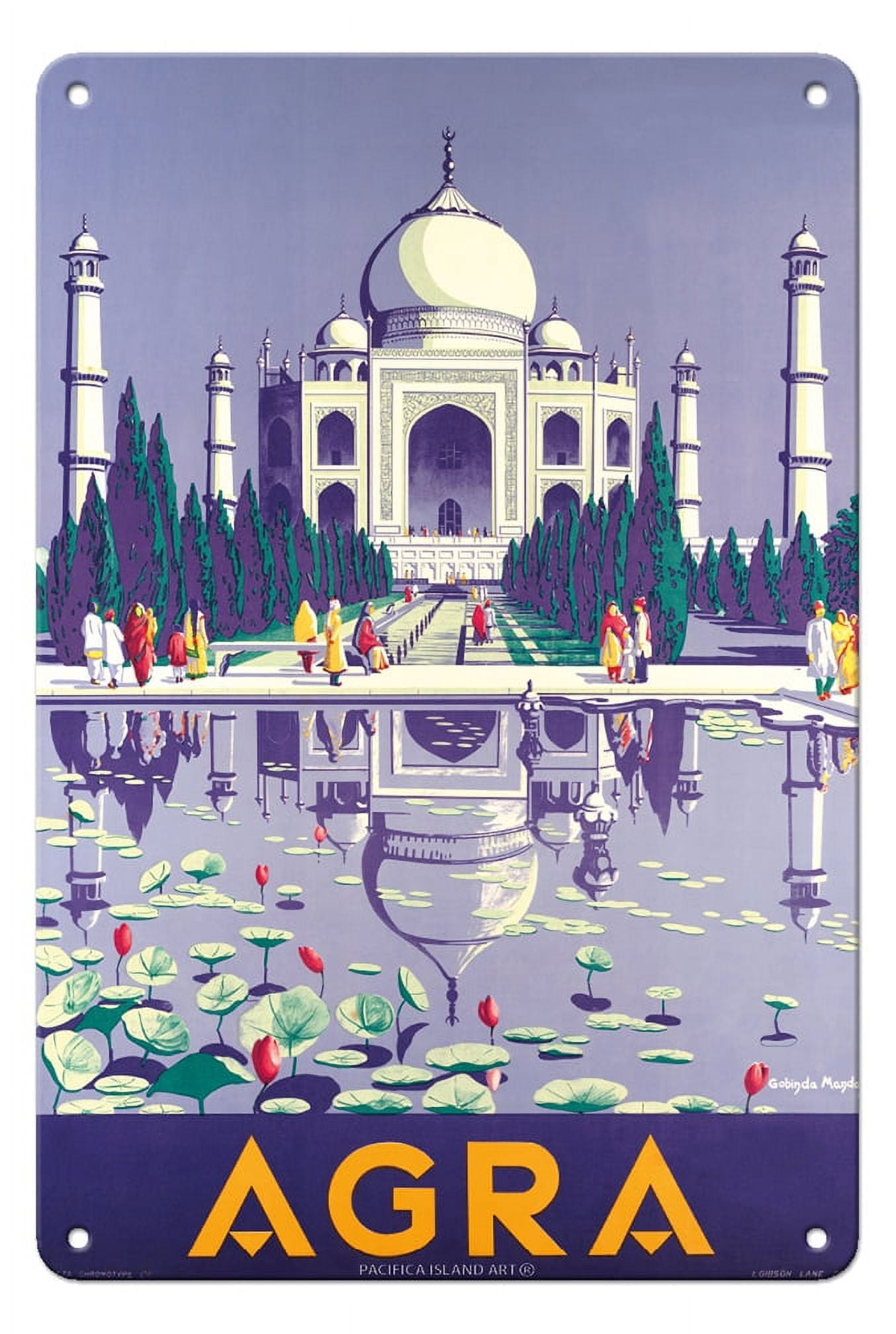 Agra India - Taj Mahal - Vintage Travel Poster by Gobinda Mandal c.1937 ...