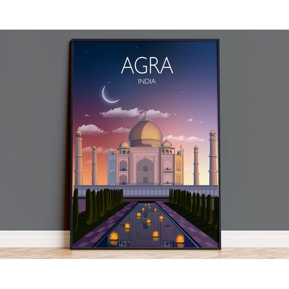 Agra Travel Print, Agra Poster, Taj Mahal, India, Taj Mahal Travel Print, Taj Mahal Sunset, Taj Mahal Gift, 8x12 UNFRAMED