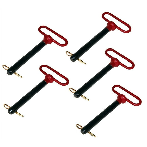 AgraLink 5 PCS 3/4 inch Red Handle Forged Hitch Pin Hitch Pin Accessories for Tractors, Towing RV, Truck, Boat, Car, Clevis pin 3/4 x 6-1/2 inch with Handle