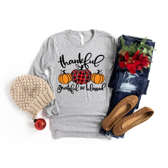 Agradecida camisa agradecida bendecida, camiseta de calabaza, camisa de Acción de Gracias