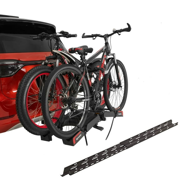 Agreatby Ebike Rack with Ramp, Hitch Bike Rack for 2 Heavy Ebike, Foldable Tilting Ebike Rack Platform for Cars, SUVs, Trucks, Trailers with 2" Receivers, Max 5" Fat Tire - No Installation Needed