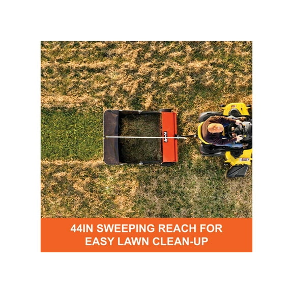 LAWN SWEEPER 44IN 25CU FT HOPPER CAPACITY ORANGE/BLACK