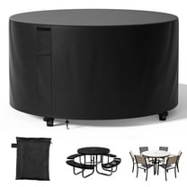 Agricasst Round Patio Furniture Cover, Outdoor Furniture Covers with 4 Adjustable Buckles & 1 Drawstring, 420D Waterproof UV Resistant Outside Table Chair Covers for Table Dining Set,72x28Inch