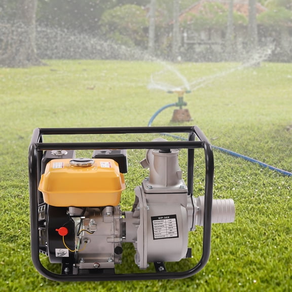 Agricultural Water Pump, 3 Inch 7.5 HP 170F, Fuel Powered Pump, 3600 RPM, 196cc 4-Stroke Engine, Max Head 91.86ft, Max Flow 2118.88 ft/h, Yellow