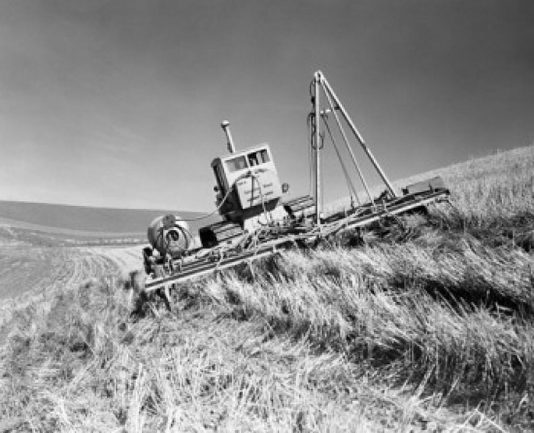 Agricultural machinery in a wheat field Prescott Washington State USA Canvas Art - (18 x 24)
