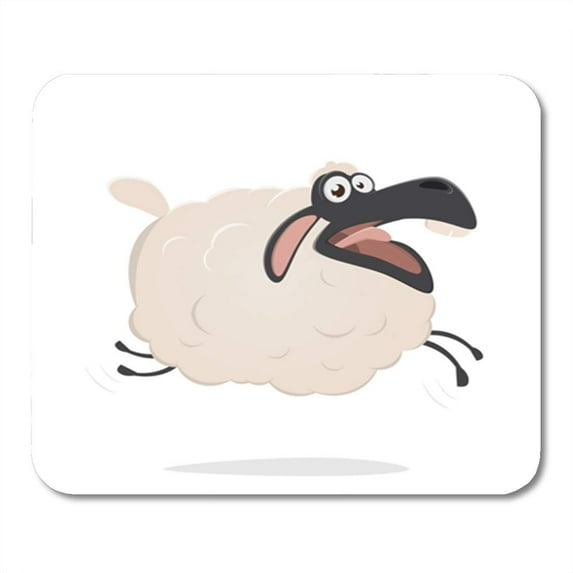Agriculture Funny Cartoon Sheep Amusing Black Character Clip Art Mousepad Mouse Pad Mouse Mat 9x10 inch