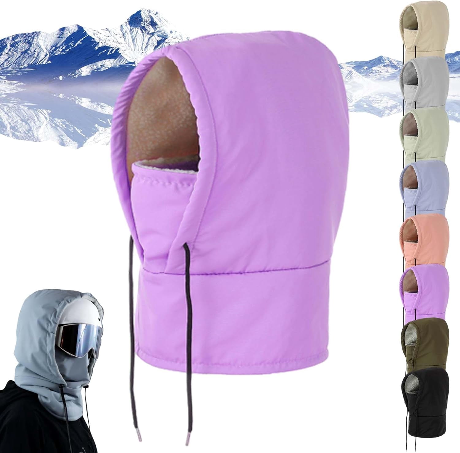 Accesorios Para El Frio De Mujer Agriculturi Sherpa Hood Ski Mask – Windproof Balaclava For Winter Sports (Arctic Velvet, Unisex) Sherpa Face Mask Hoods