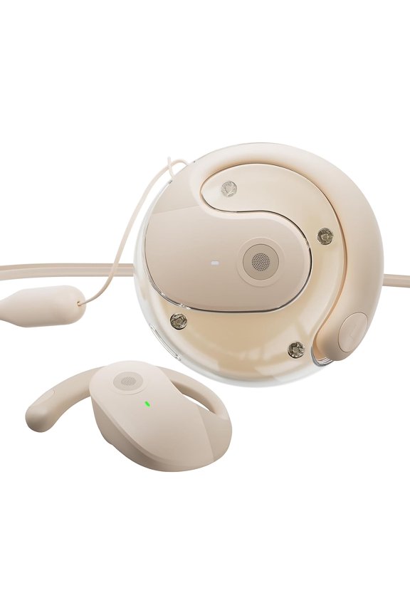 -T26 Pro Open Ear Earbuds Running Headphones Over The Ear Earbuds Lightweight Ear Buds OWS Wireless Bluetooth Hook Design Ipx4 Water Resistant,Touch Control for Sport,Workout,Running,Beige