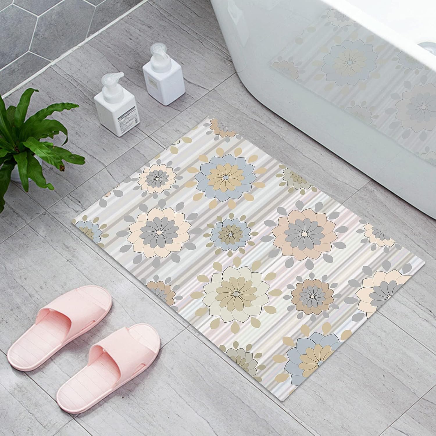 Agriism Abstract Blooming Dahlia Flower Indoor Door Mats,Non