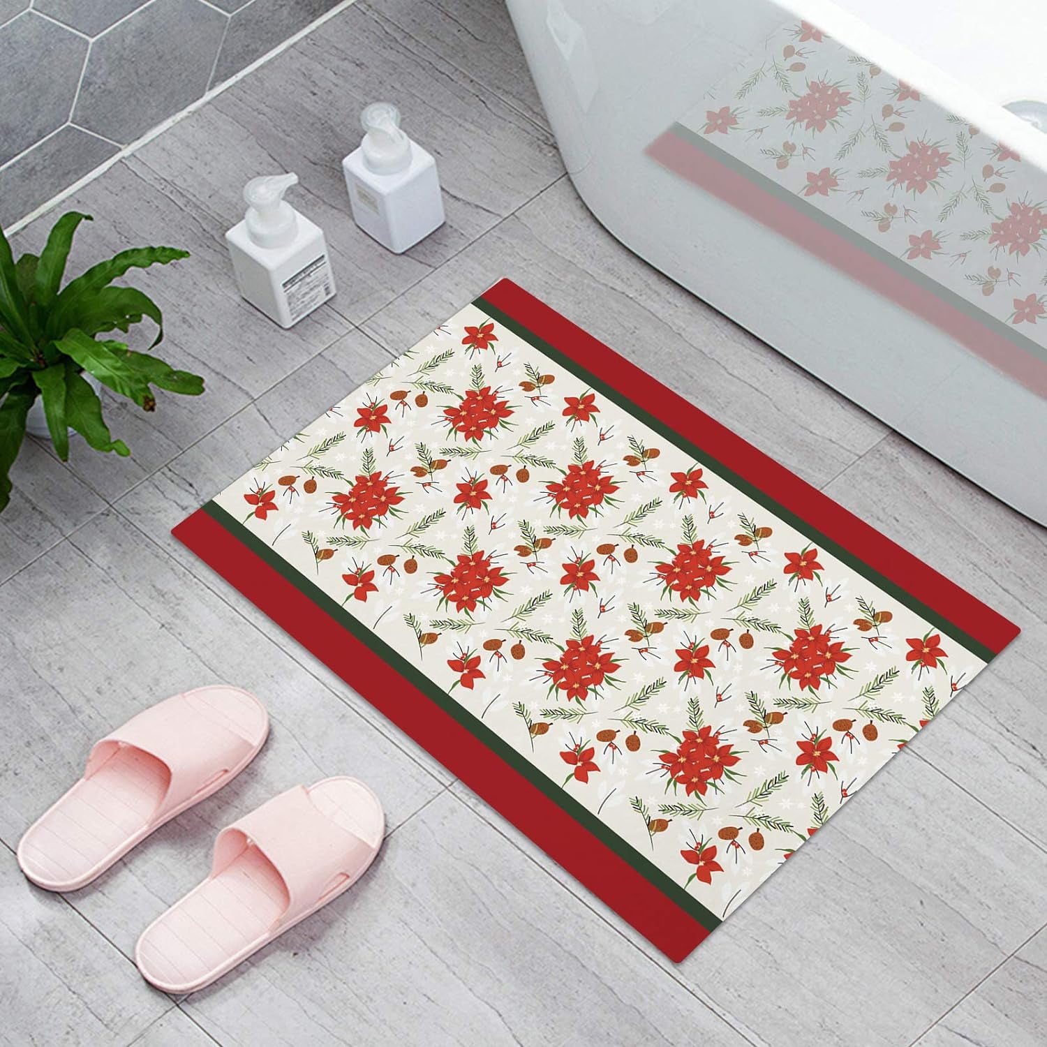 Agriism Vintage Christmas Red Poinsettia Flower Indoor Door