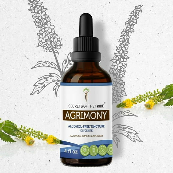 Secrets Of The Tribe Agrimony Tincture Dietary Supplement, Natural Herbal Extract for Digestive and Cleansing Support, Agrimony (Agrimonia eupatoria) Dried Herb, Alcohol-Free Extract, Drops 4 oz
