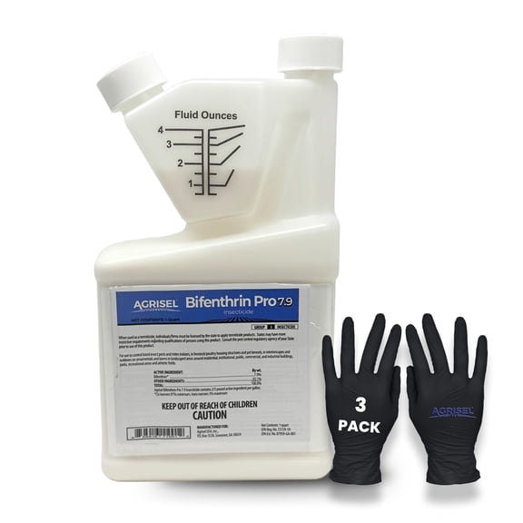 Agrisel Bifenthrin Pro 7.9 Insecticide, Plant Safe, 32 oz + Gloves