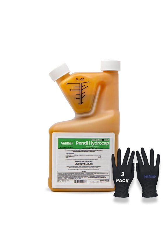 Pendi Hydrocap Weed Killer, Pre-Emergent, No-Stain, 16 oz + Gloves