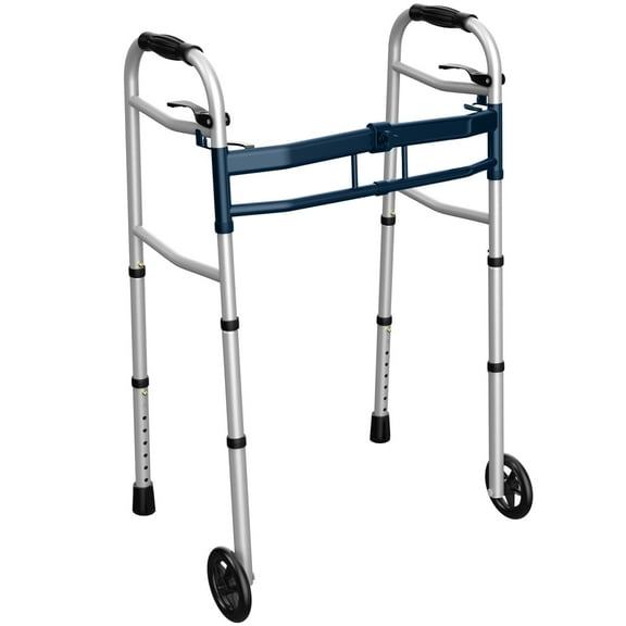 Agrish Narrow Walker for Small Spaces - Adjustable Width & Height, Folding, Aluminum Frame 400 lbs, for Seniors & Disabled