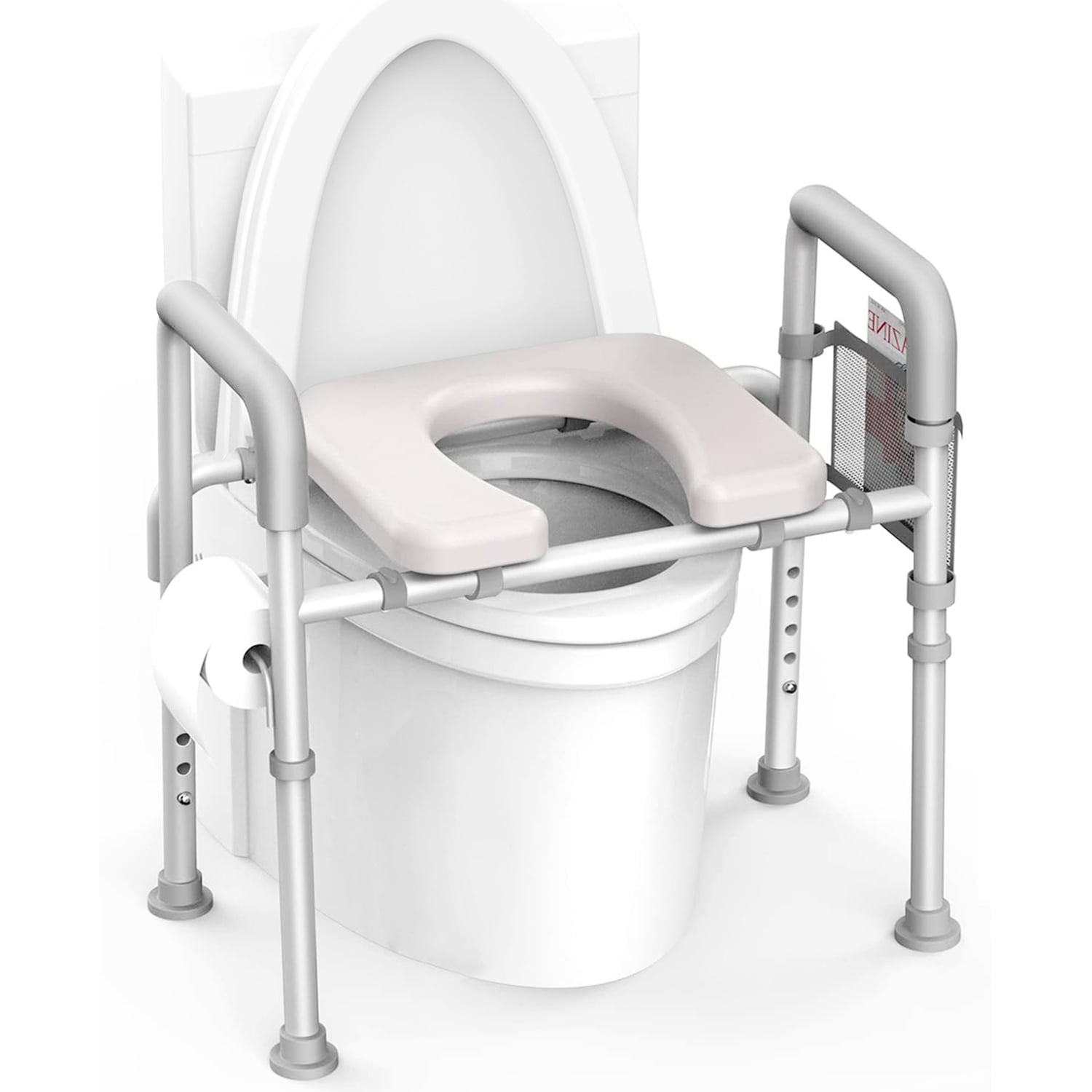 Agrish Raised Toilet Seat with Handles - 350lb, Gray