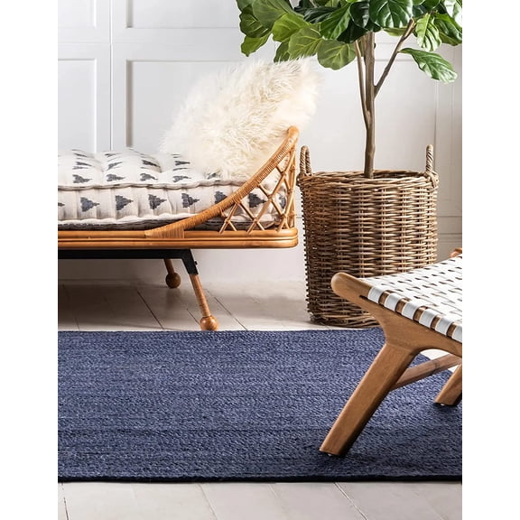 Agro Richer Blue Dye Rectangle Jute Area Rugs for Living, Carpet for Kitchen outdoor & Indoor (7x10" Feet)