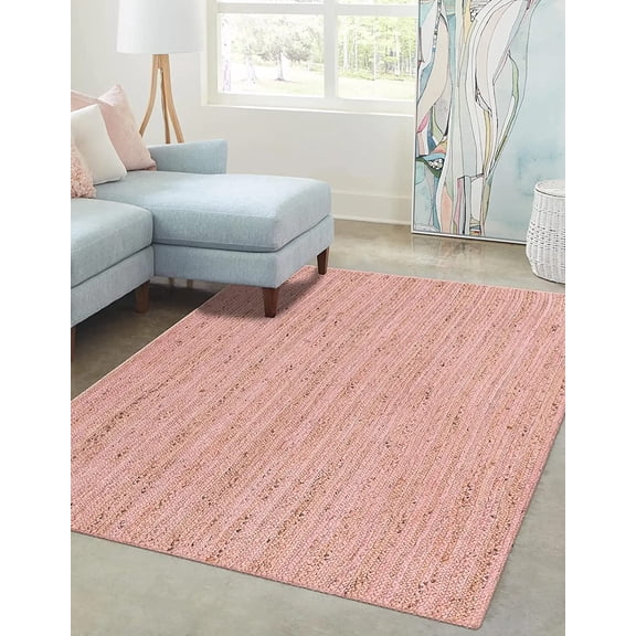 Agro Richer Pink Dye Rectangle Jute Area Rugs for Living, Carpet for Kitchen outdoor & Indoor (4x10" Feet)